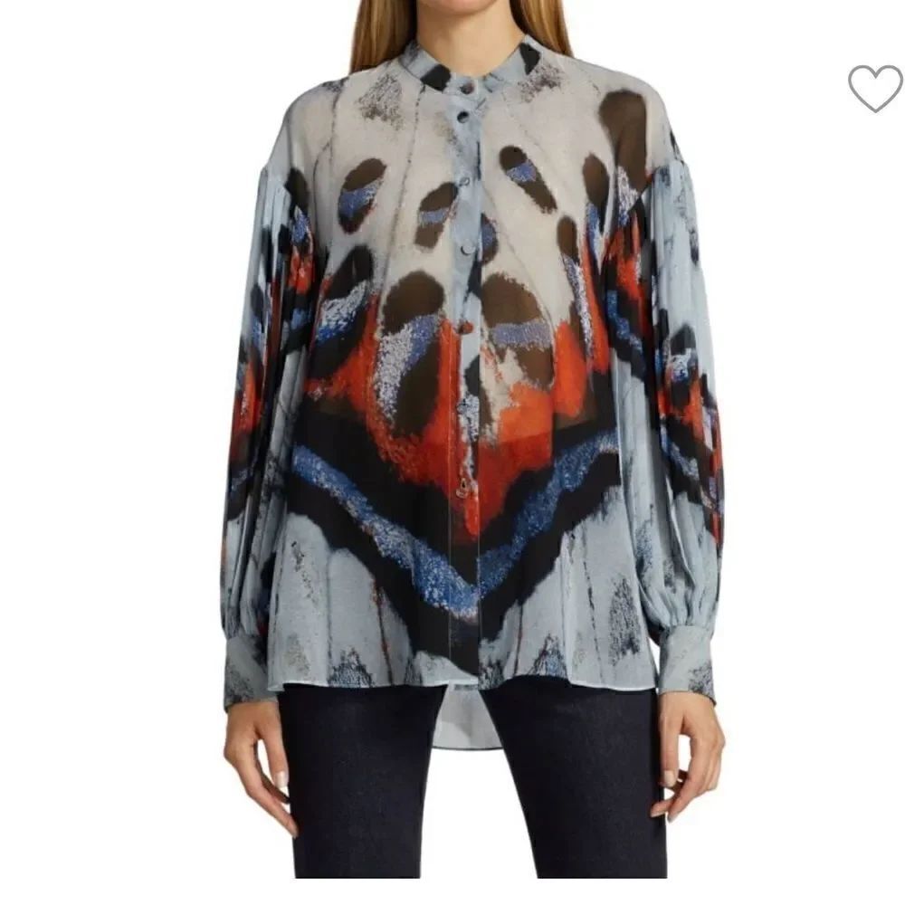 ALTUZARRA Patsy Printed Pleated-Sleeve Top - Picture 3 of 9